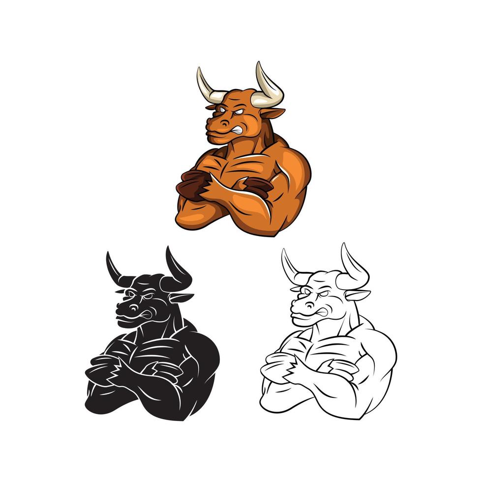 Strong Bulls illustration collection on white background vector