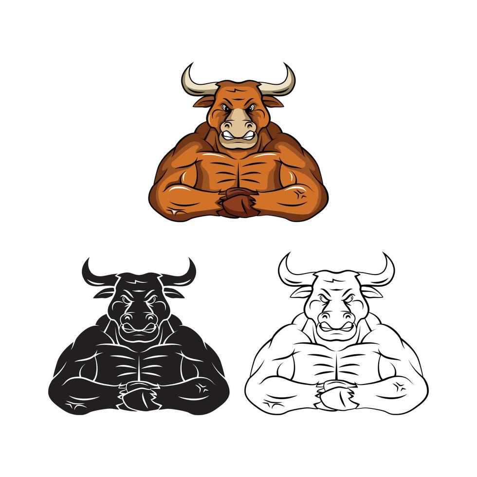 Strong Bulls illustration collection on white background vector