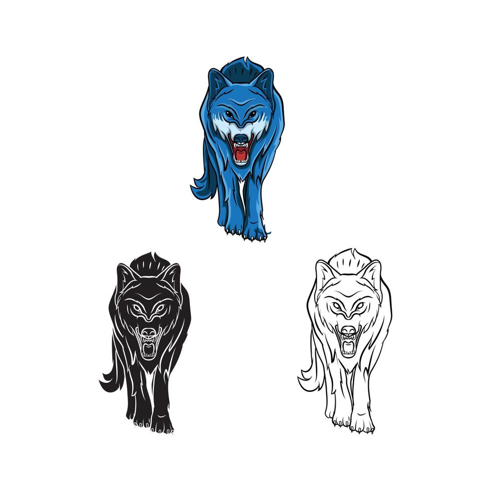 Wolfs illustration collection on white background vector