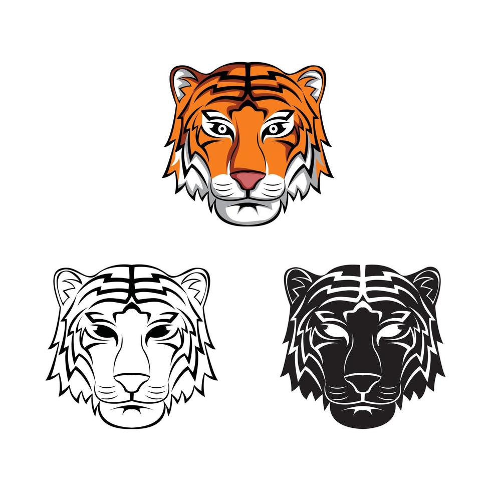 colorante libro Tigre cara dibujos animados personaje vector