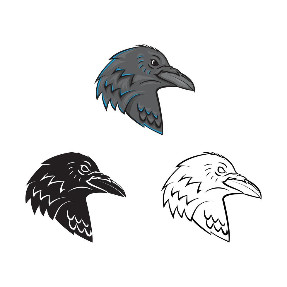 Coloring book raven head cartoon character vector