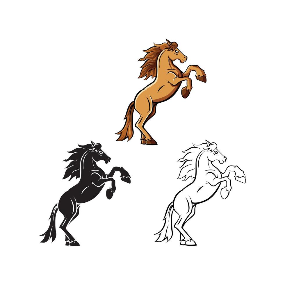 Coloring book horse stand cartoon character vector