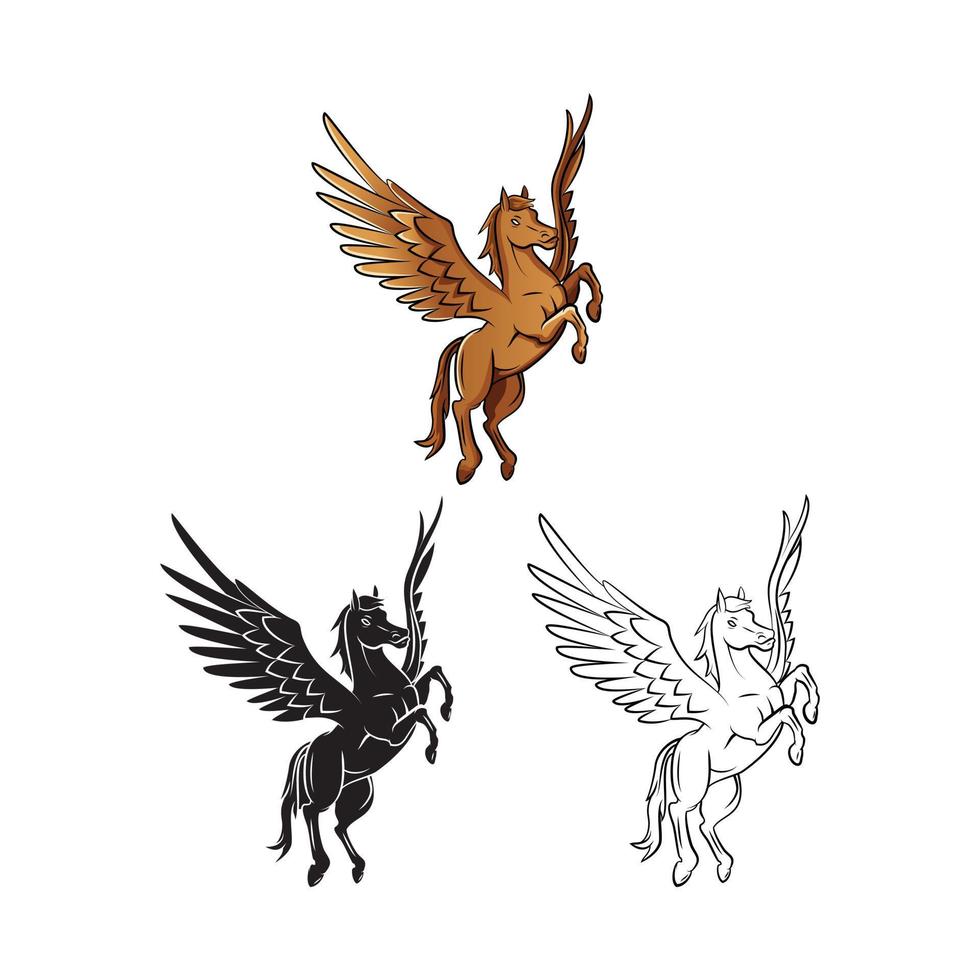 Coloring book horse wings cartoon character vector