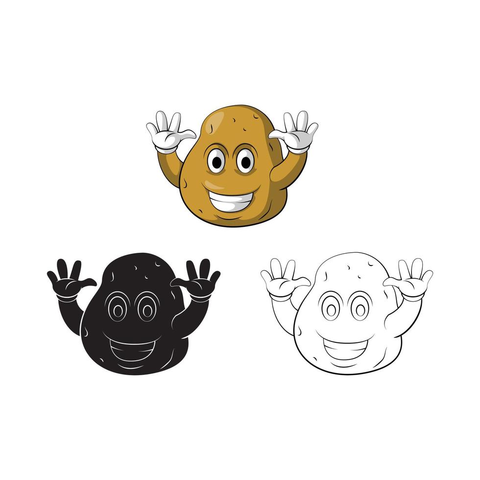 Coloring book potato Smile cartoon character vector