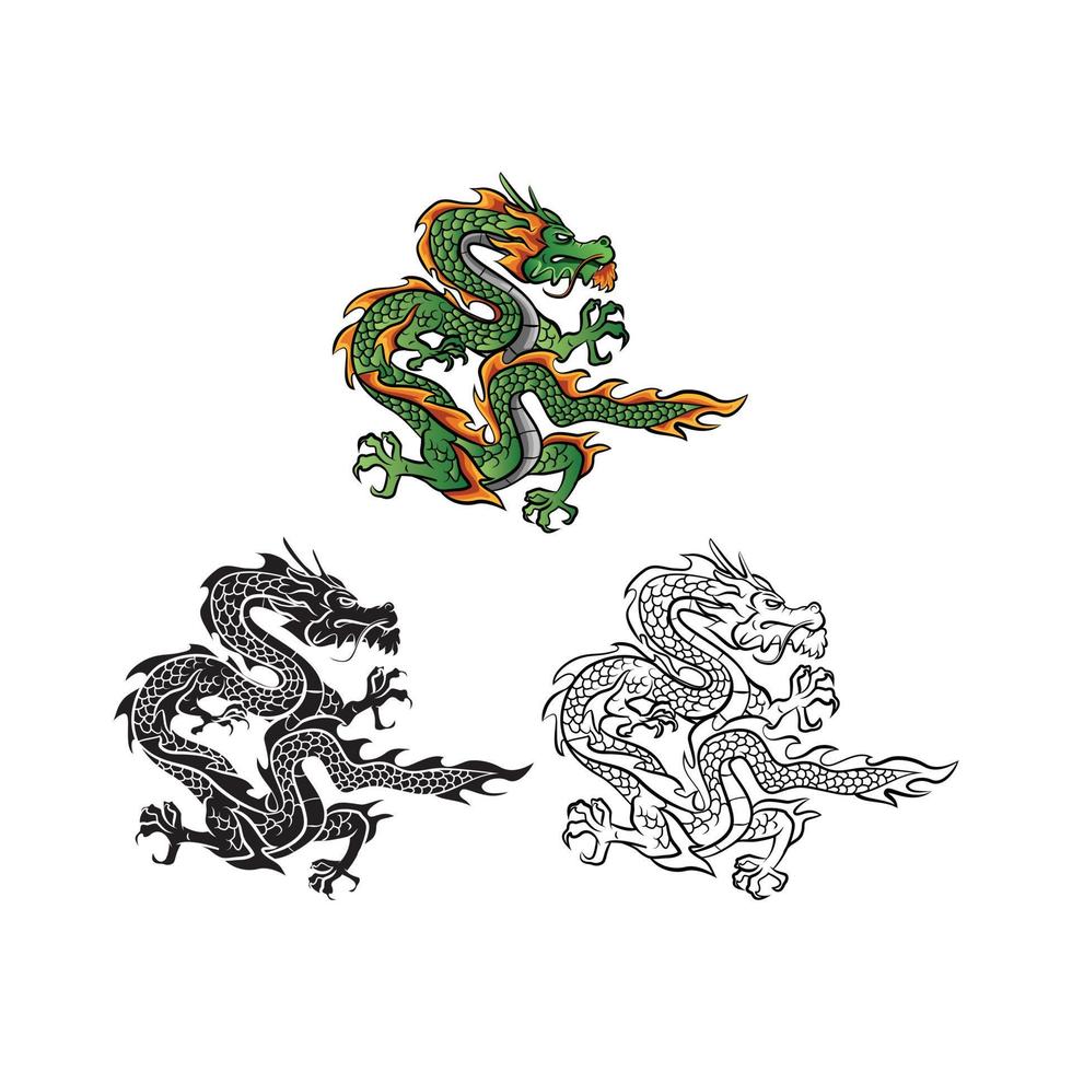 Coloring book dragon vector cartoon character