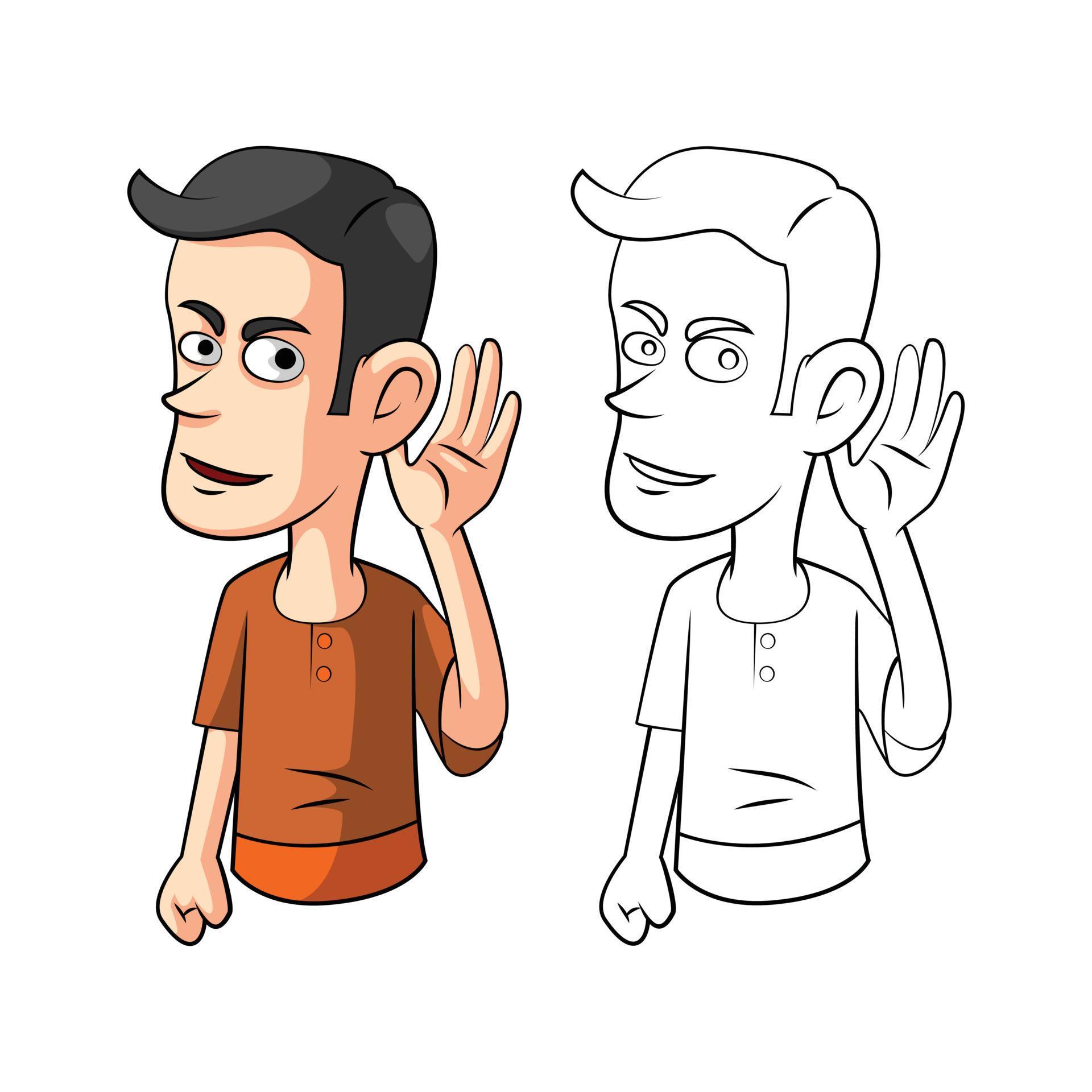 Coloring book eavesdrop cartoon character 20122489 Vector Art at Vecteezy