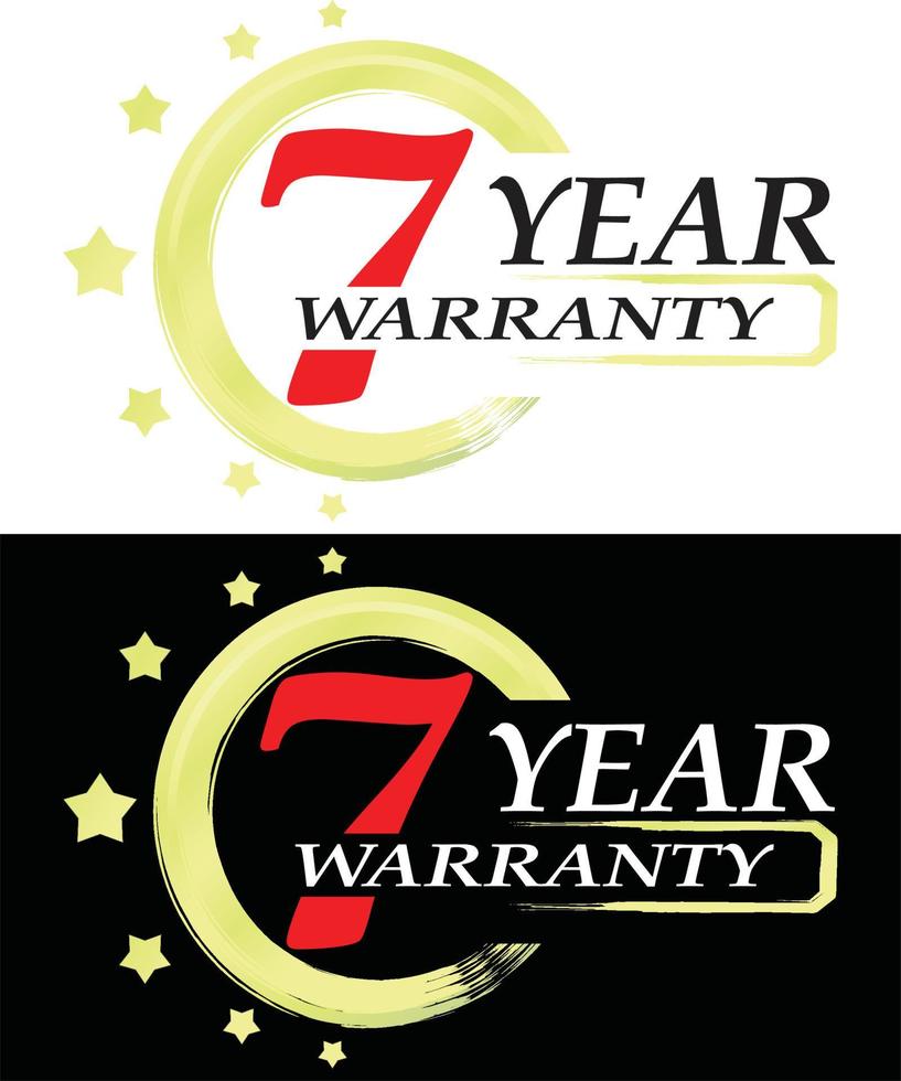 7 Year warranty vector ilustration red, yellow and black color