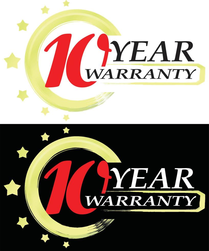 10 year warranty vector ilustration red yellow and black background
