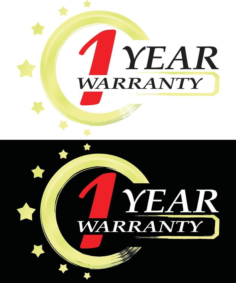 1 year warranty vector ilustration red yellow and black background