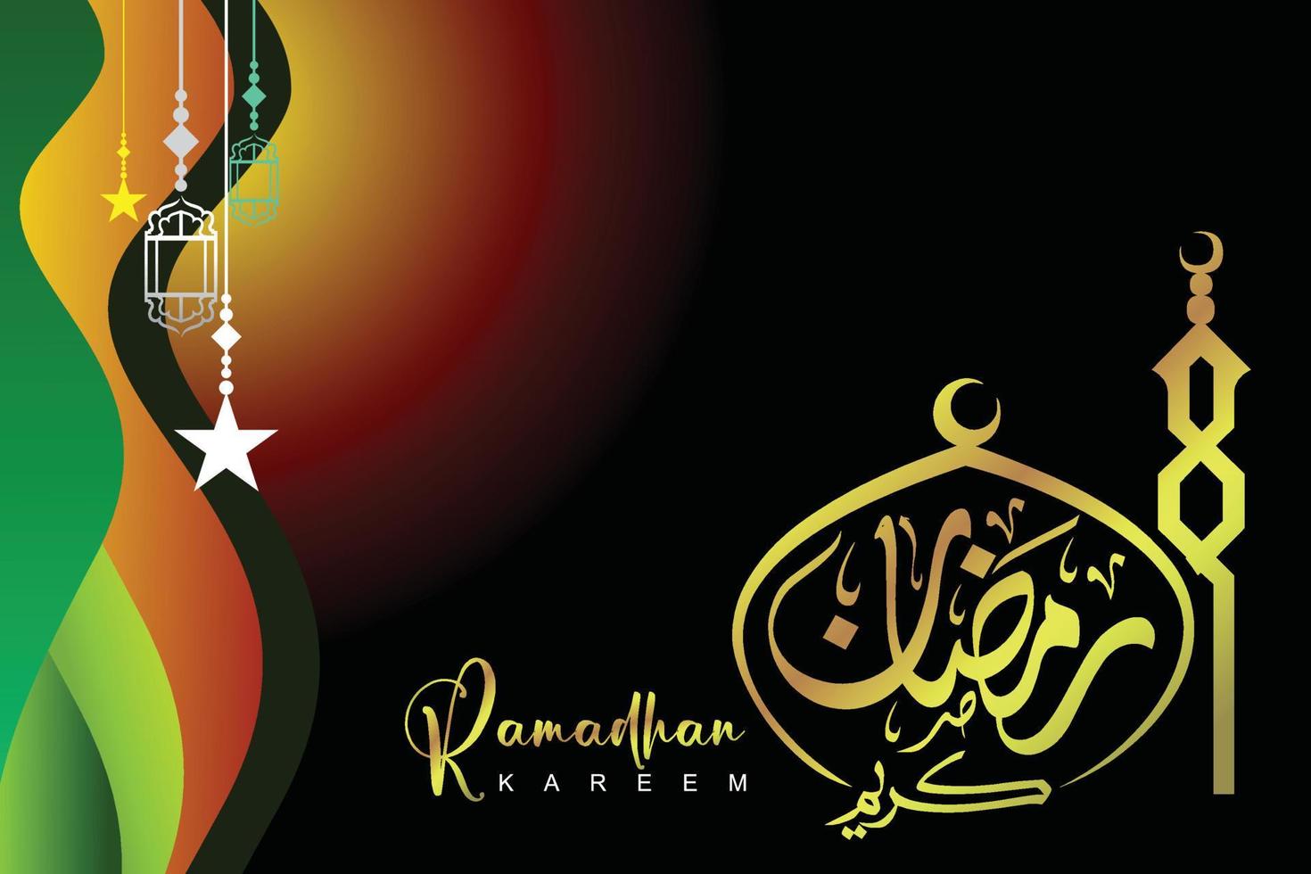 Ramadán kareem vector ilustracion oro caligrafía en gradien antecedentes