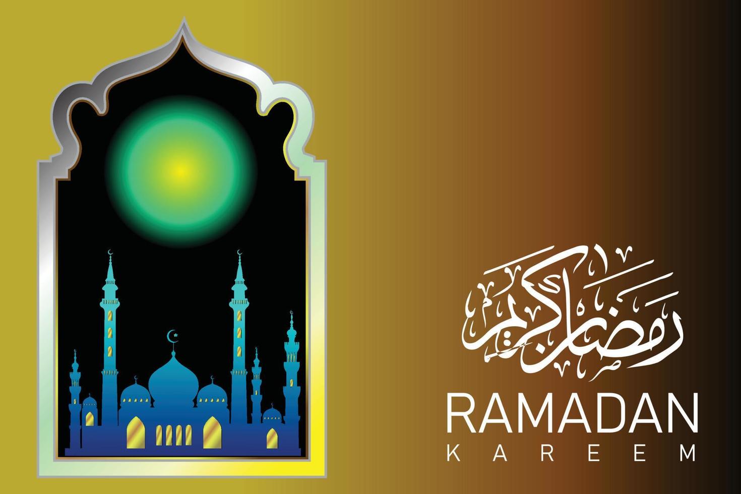 Ramadán kareem vector ilustracion blanco caligráfico en negro y oro antecedentes gradien