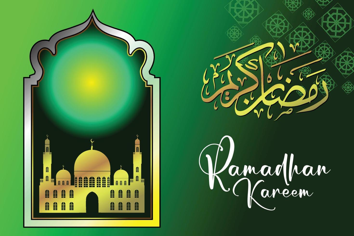 Ramadan Kareem. Greeting card invitations gold calligraphy in gradien background vector