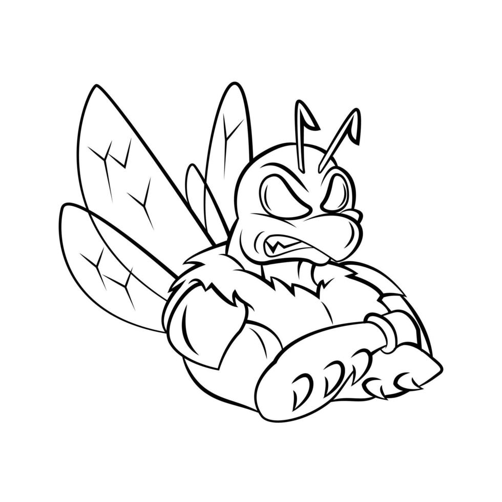 Strong Bee Mascot Illustration vector