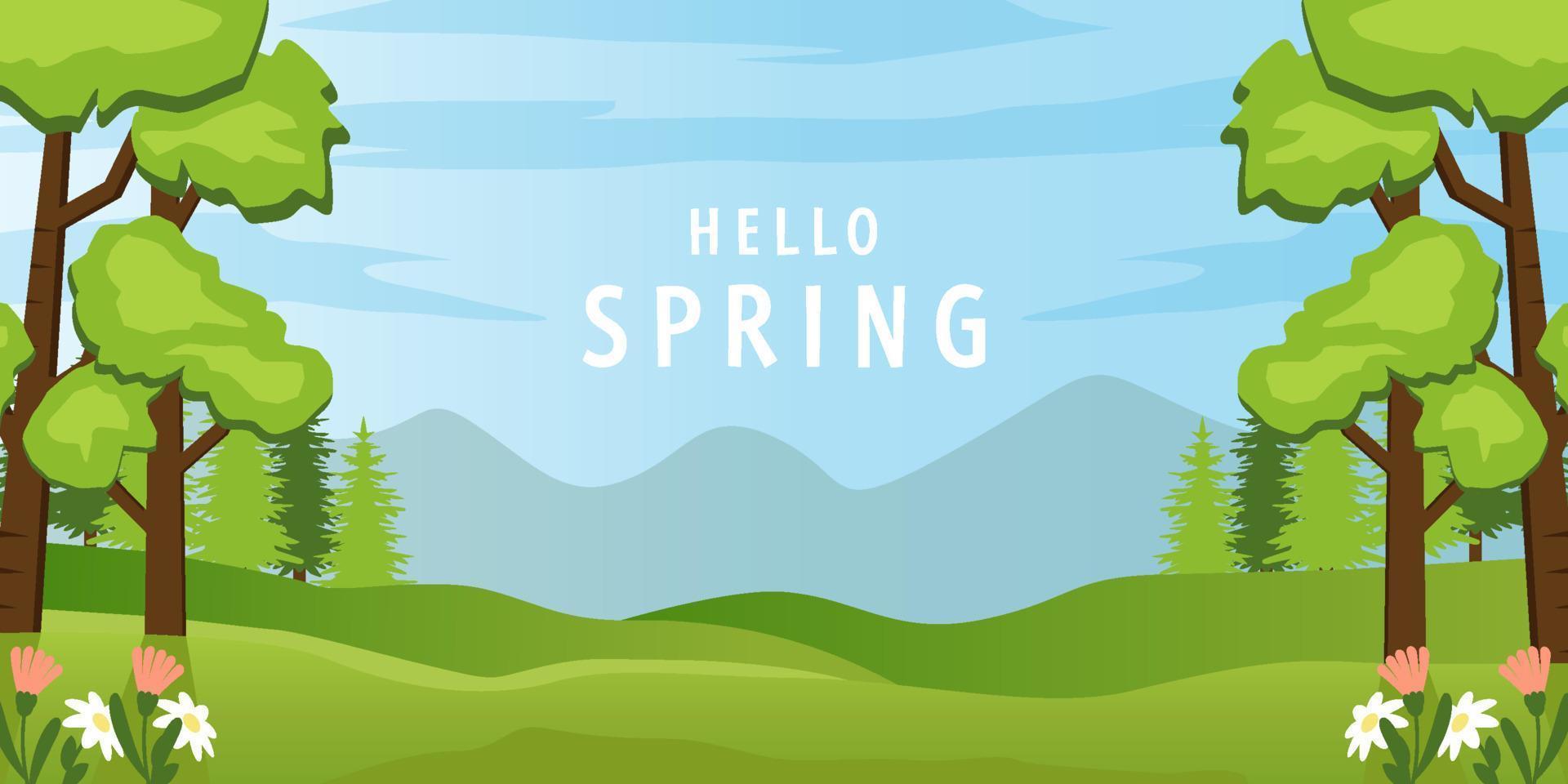 spring landscape horizontal banner illustration vector