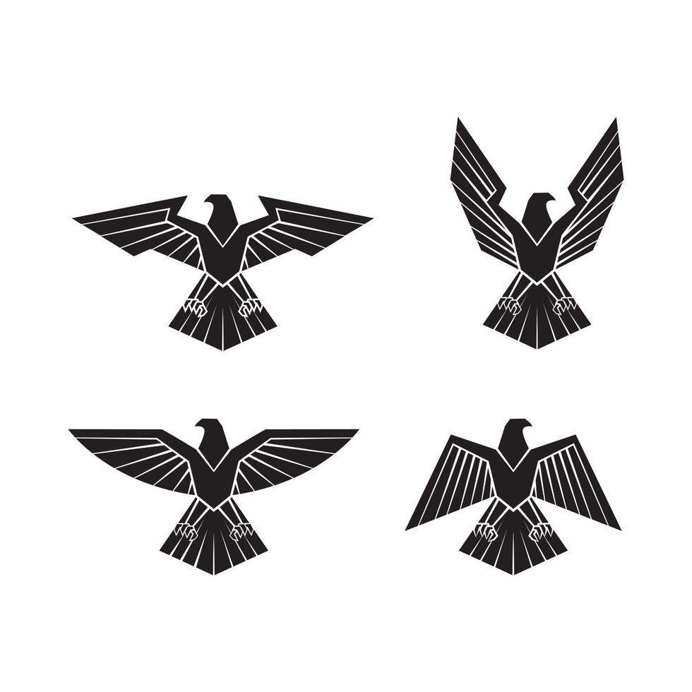 Black Silhouette Collection Of Eagle Symbol vector