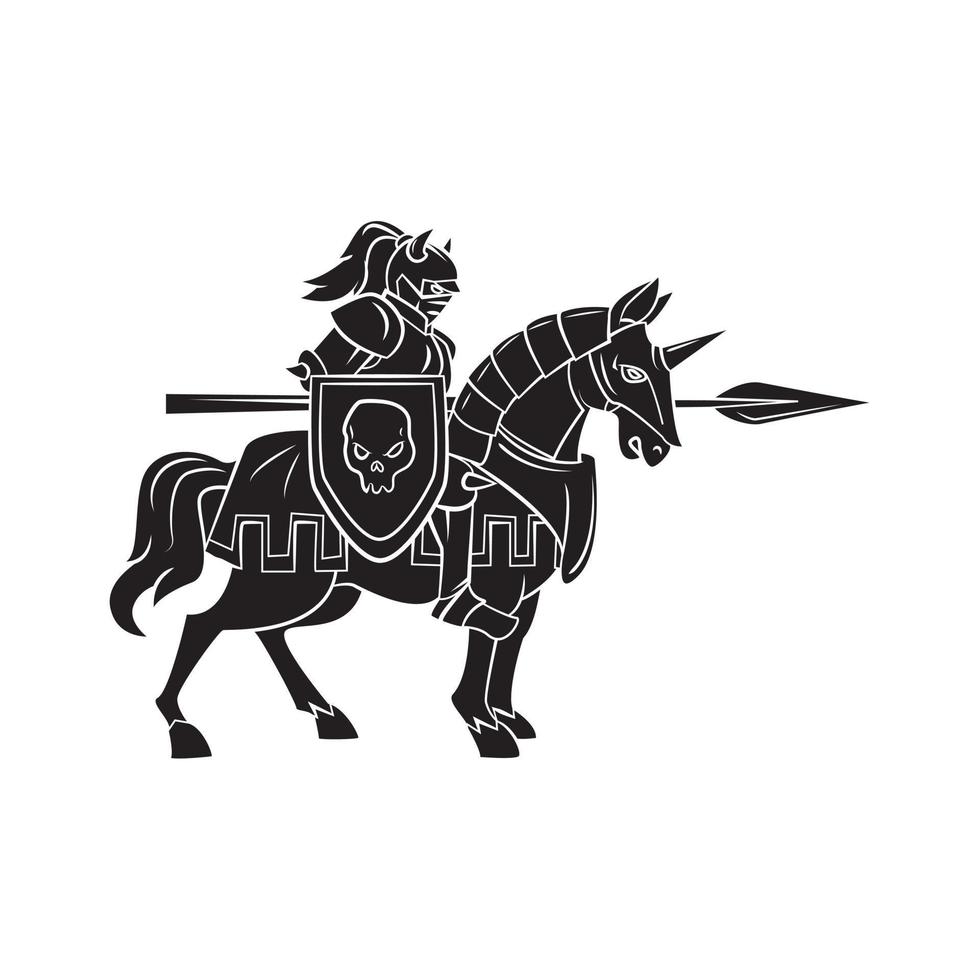 Caballero jinete negro símbolo ilustración vector