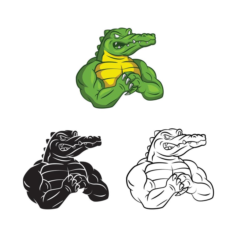 Strong Crocodiles illustration collection on white background vector