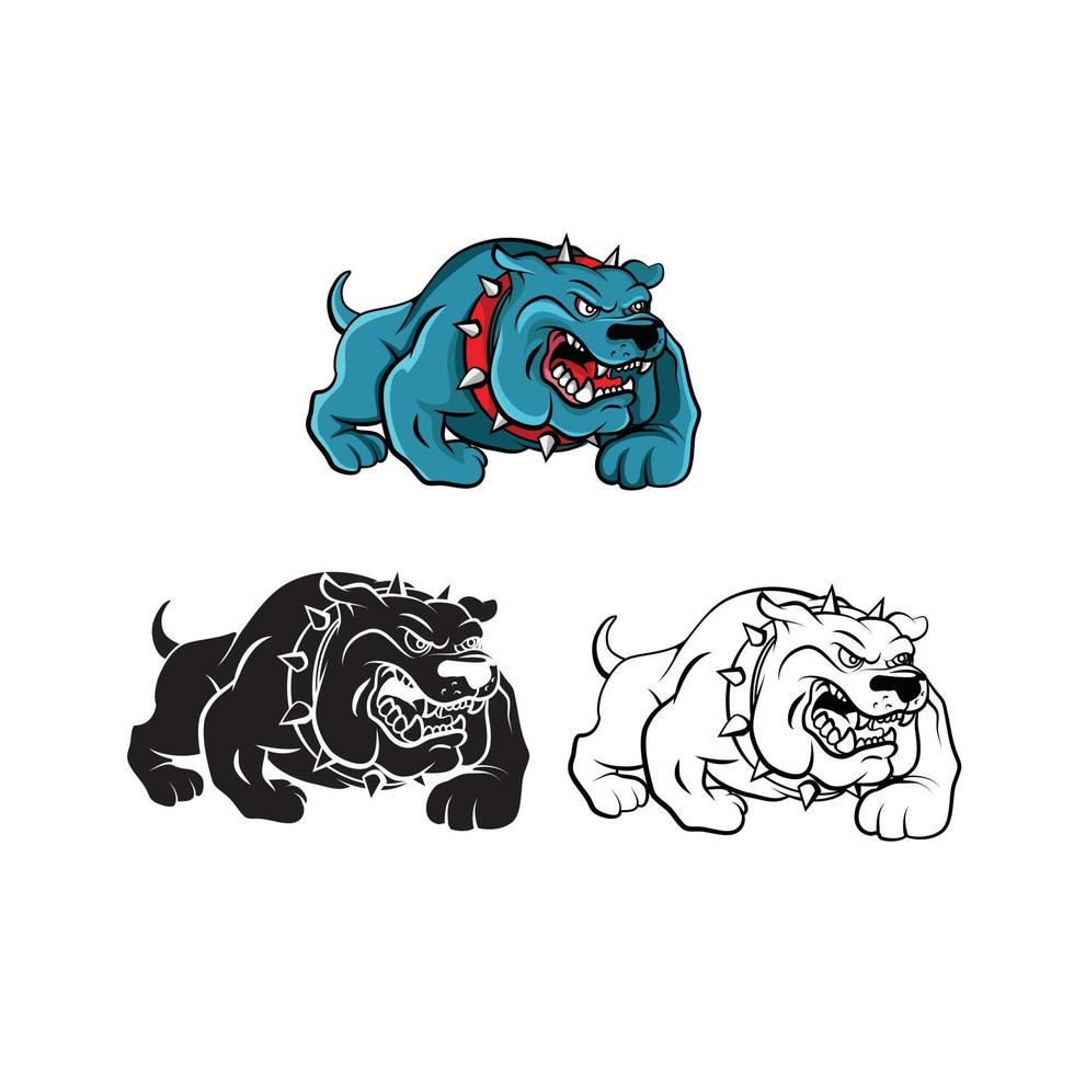 Angry Bulldogs illustration collection on white background vector