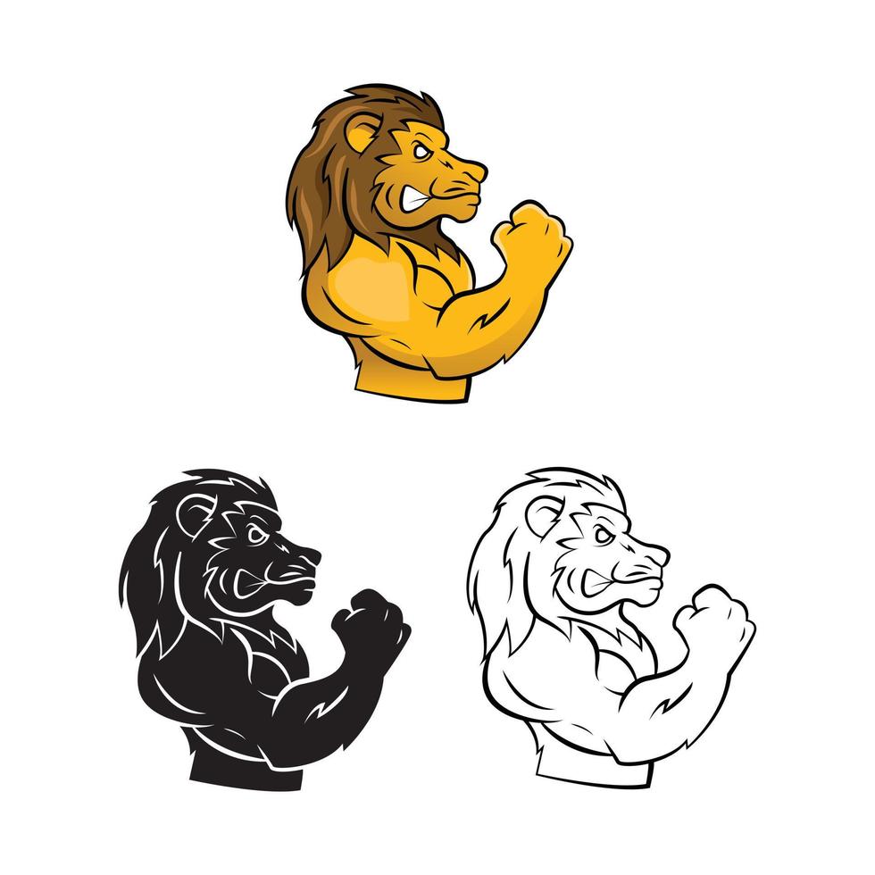 Strong lions illustration collection on white background vector