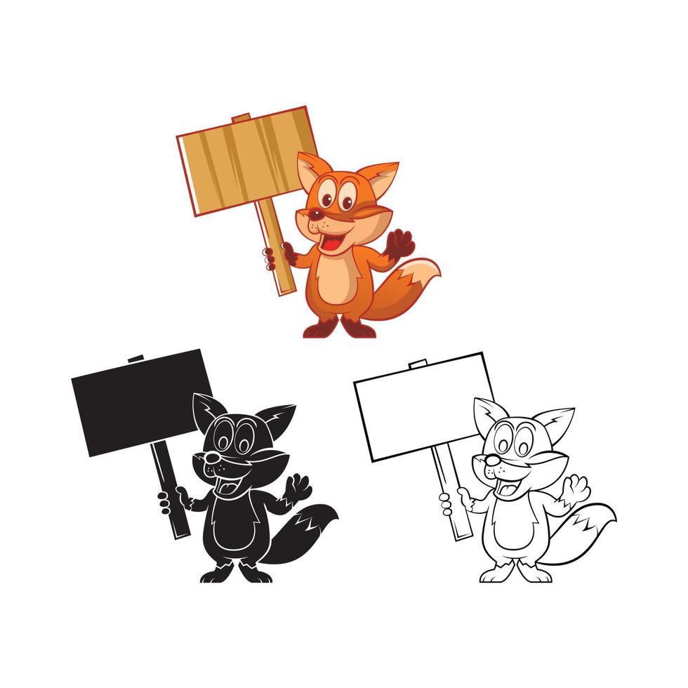 Coloring book funny fox cartoon character vector
