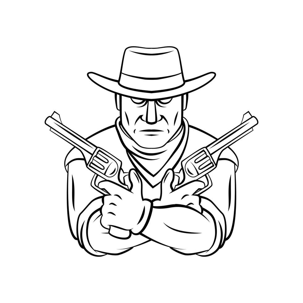 vaquero pistolas ilustración diseño vector