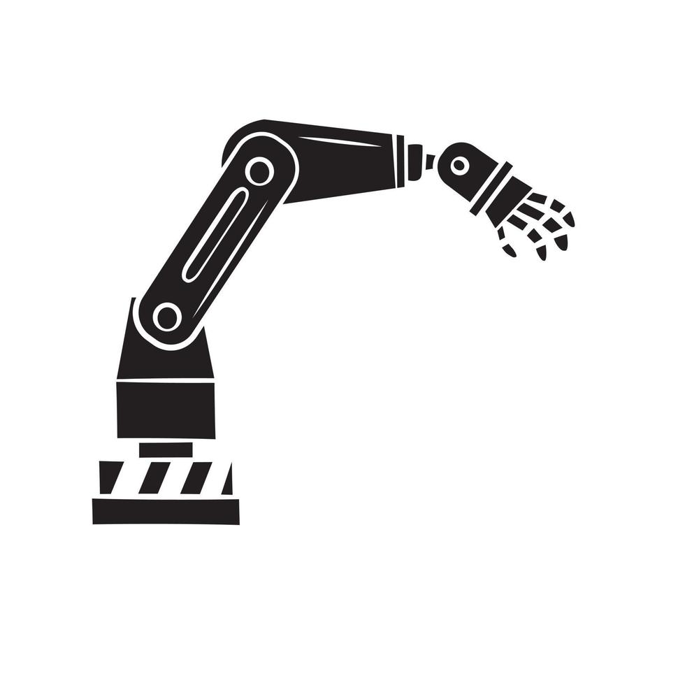 Black Silhouette of Robotic Hand Technology vector