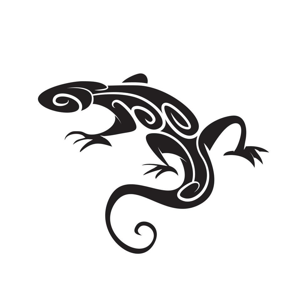 Black Silhouette of Lizard Tribal vector