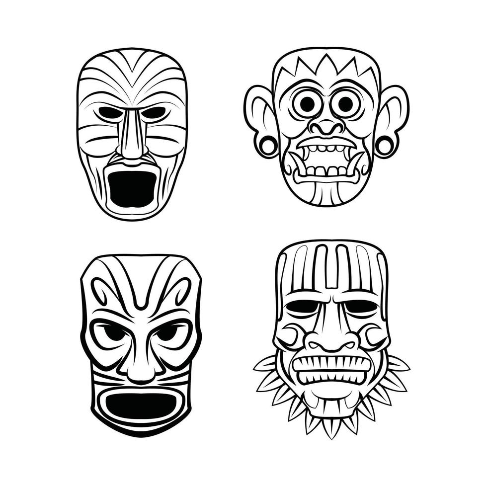 Totem Mask illustration on white background collection vector