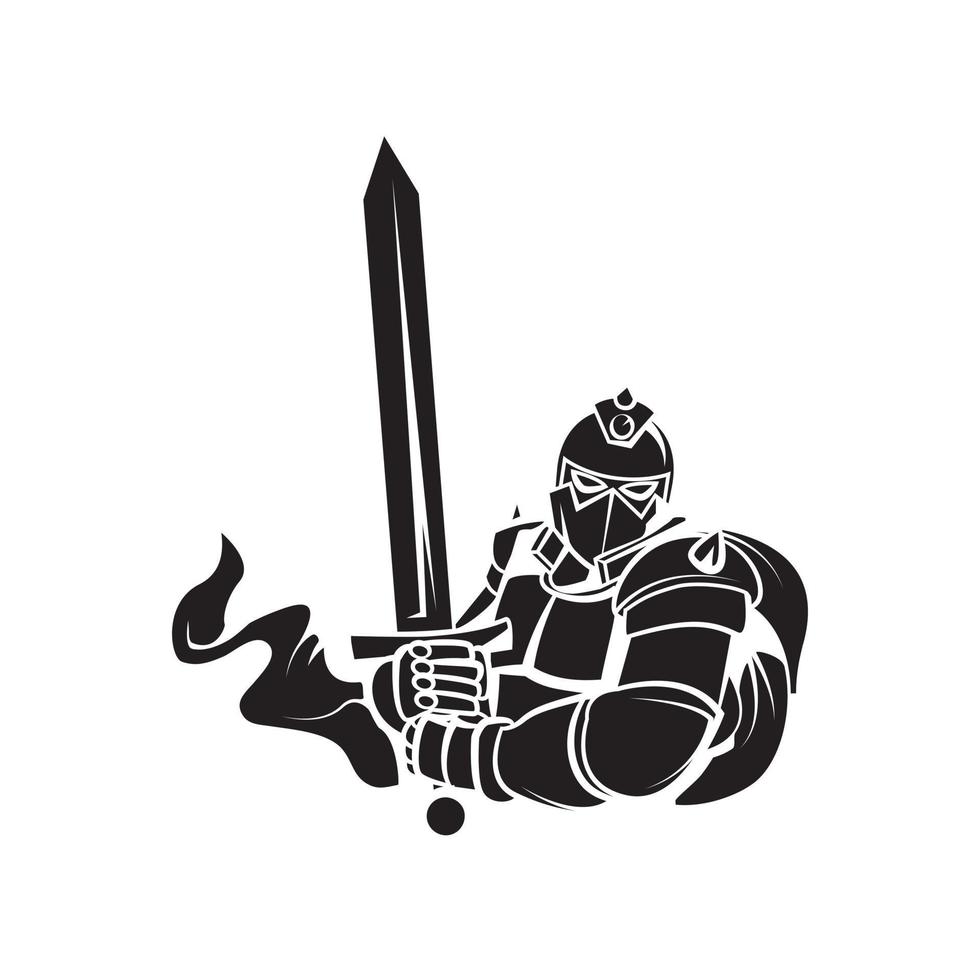 Knight Warrior black illustration vector