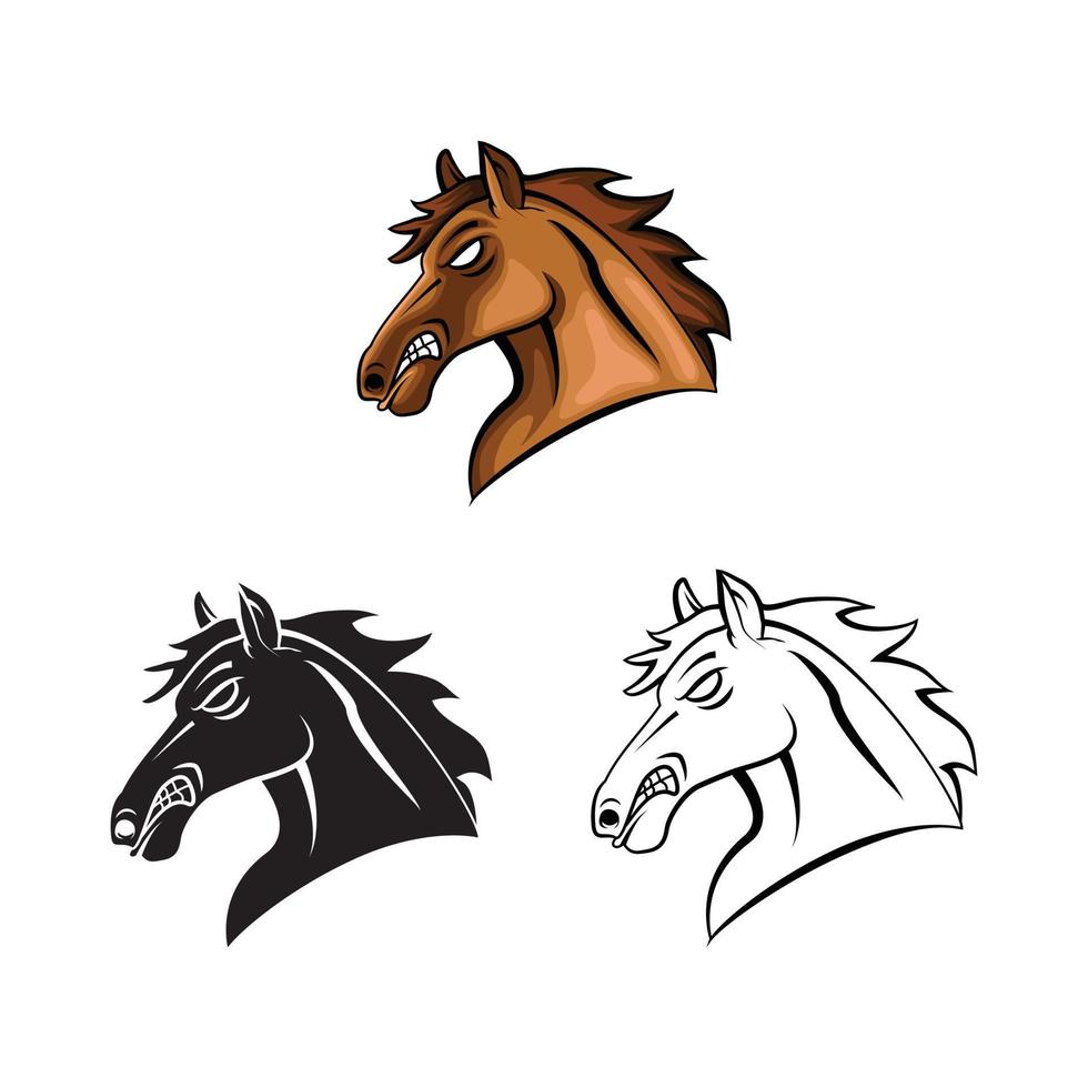 Horse Heads illustration collection on white background vector