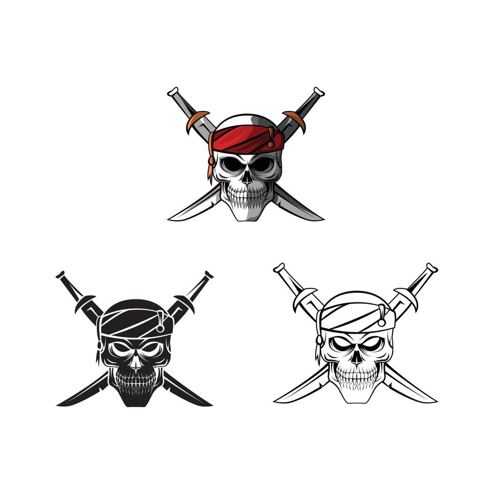 Skull Pirates illustration collection on white background vector