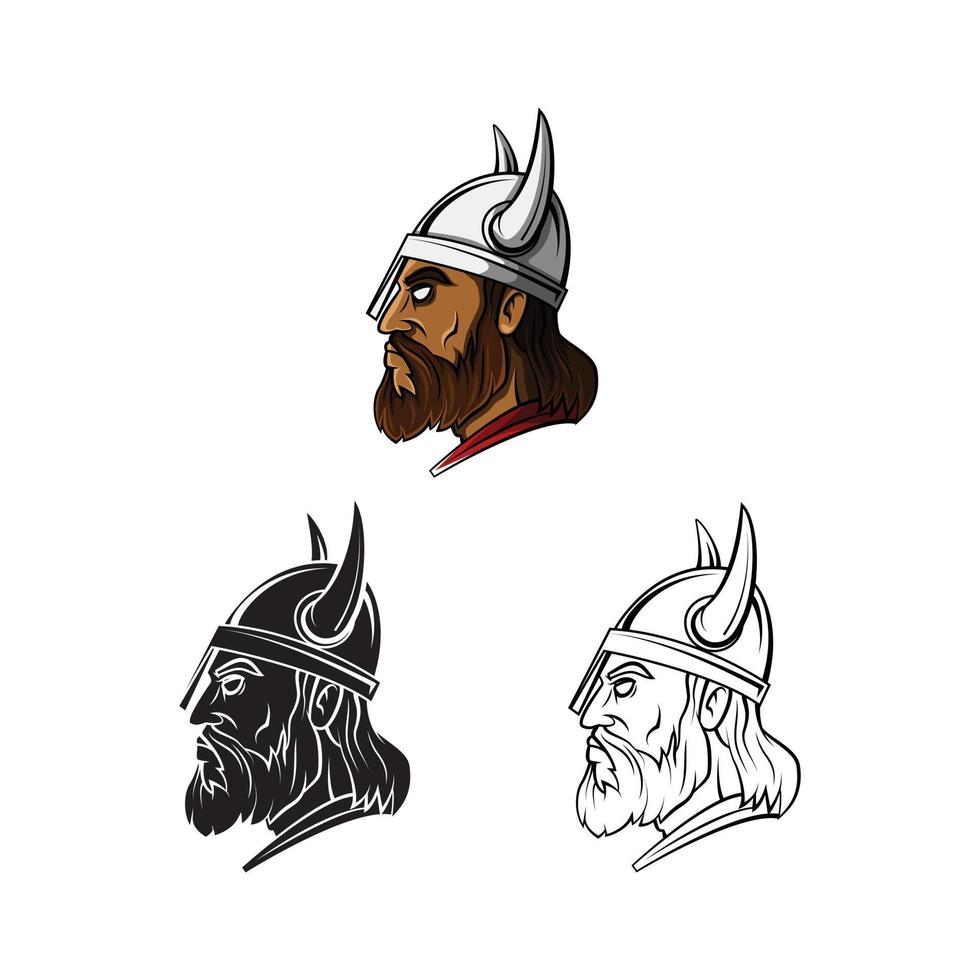 Viking Heads illustration collection on white background vector