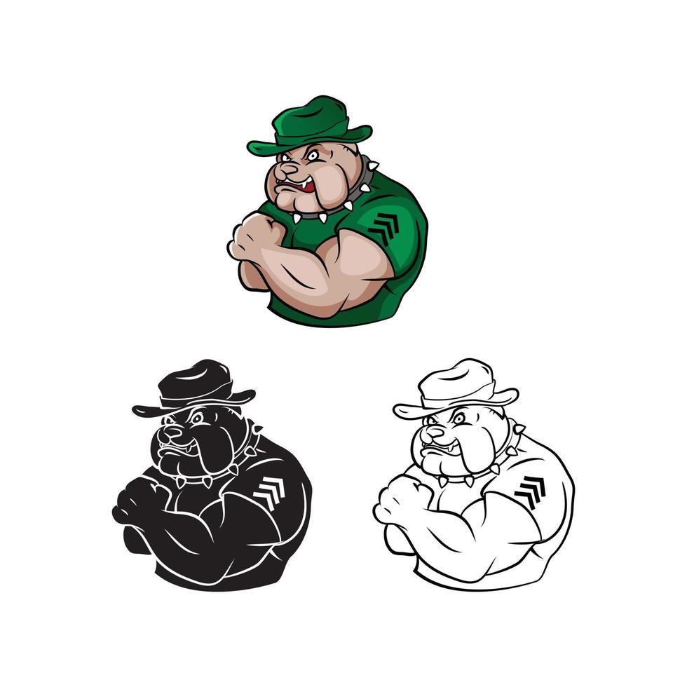 Bulldog security illustration collection on white background vector