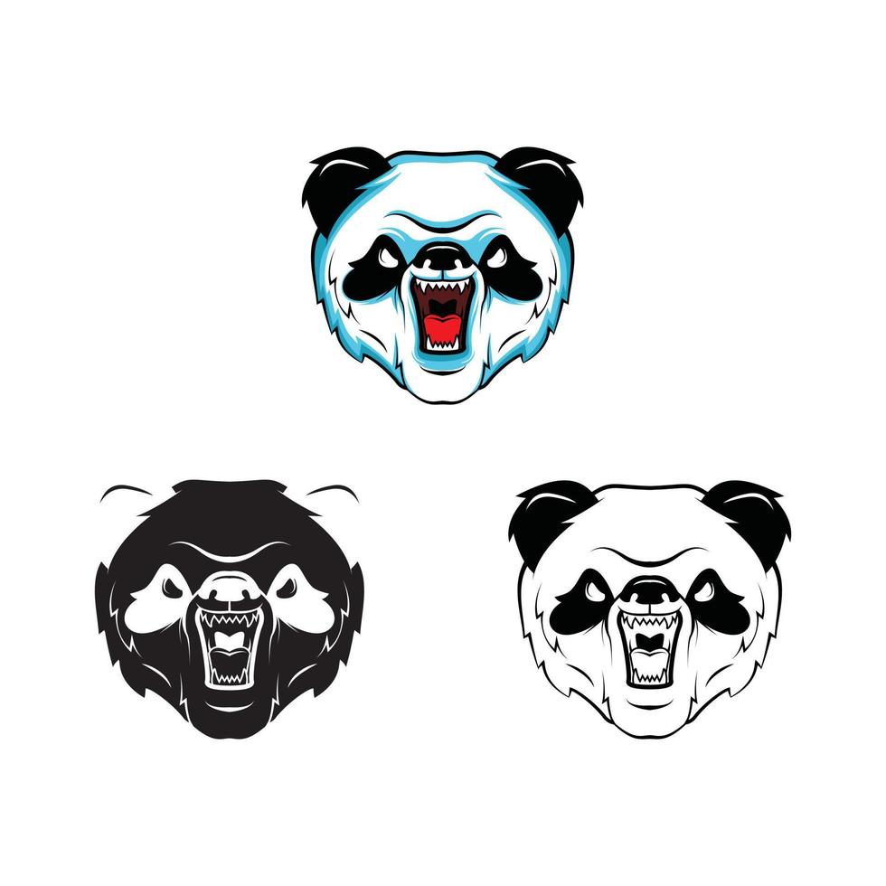 Coloring book panda head cartoon character vector