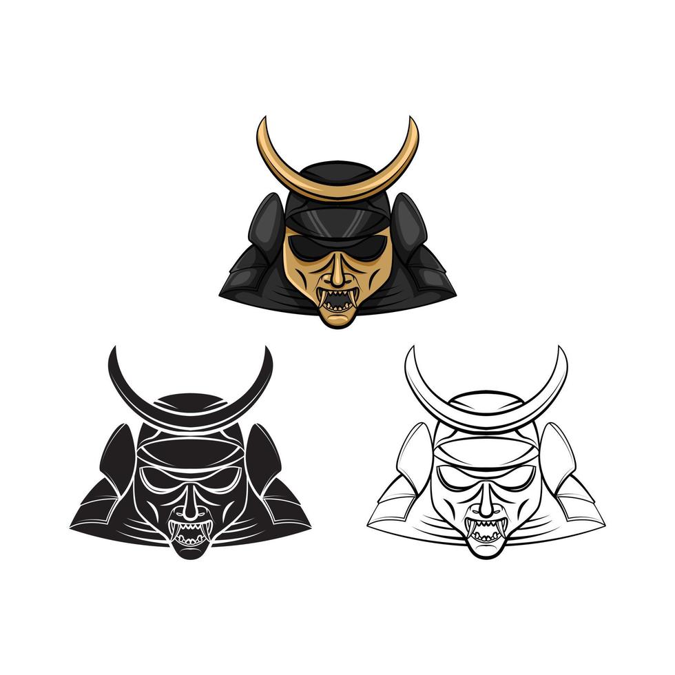 Coloring book samurai warrior cartoon character vector