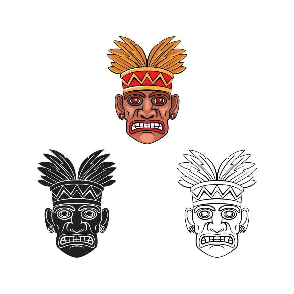 Coloring book hawaii mask cartoon character vector