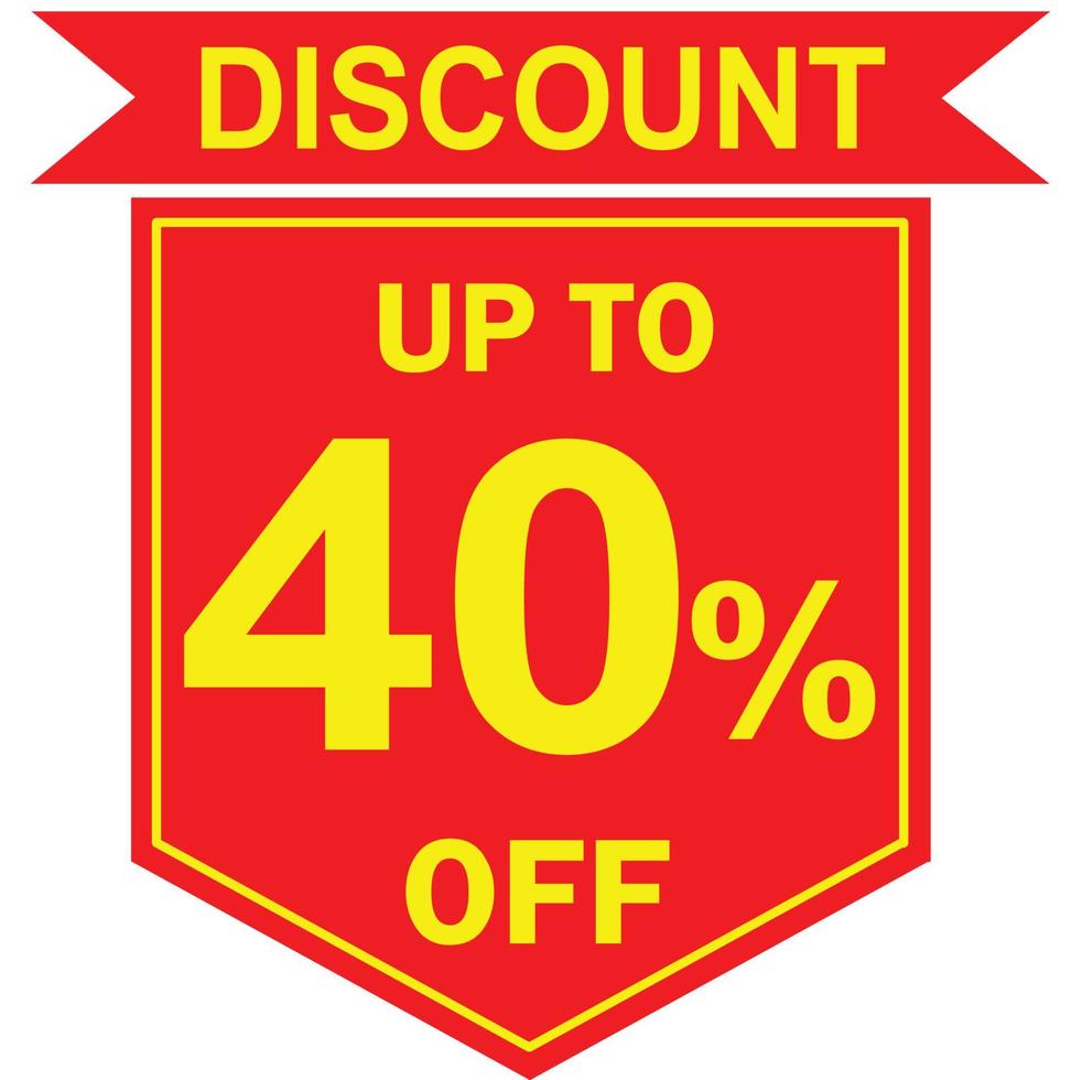 40 percent discount tag vector, Offer tag, Special offer vector, Big sale, Mega sale, Big sale 40 percent discount offer, Super sale 40 percent tag vector, 40 percent special discount offer label vector