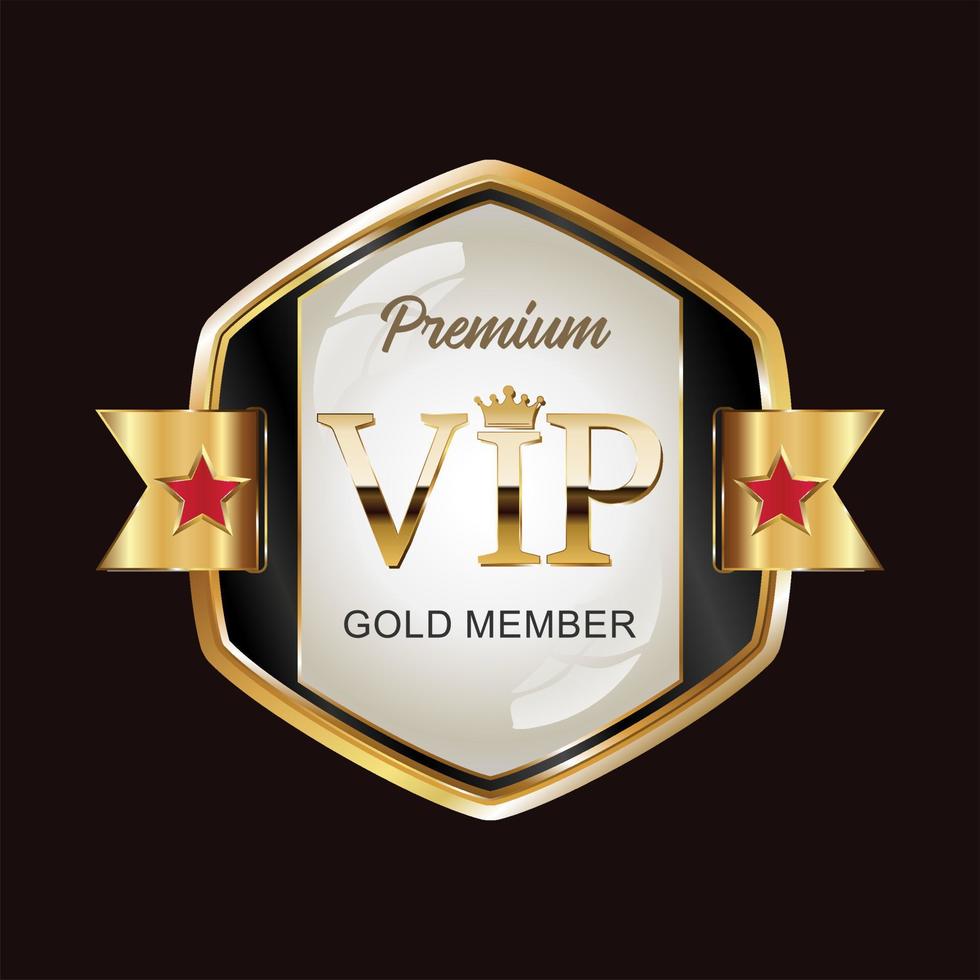 Golden badge VIP premium member design isolated on black background vector