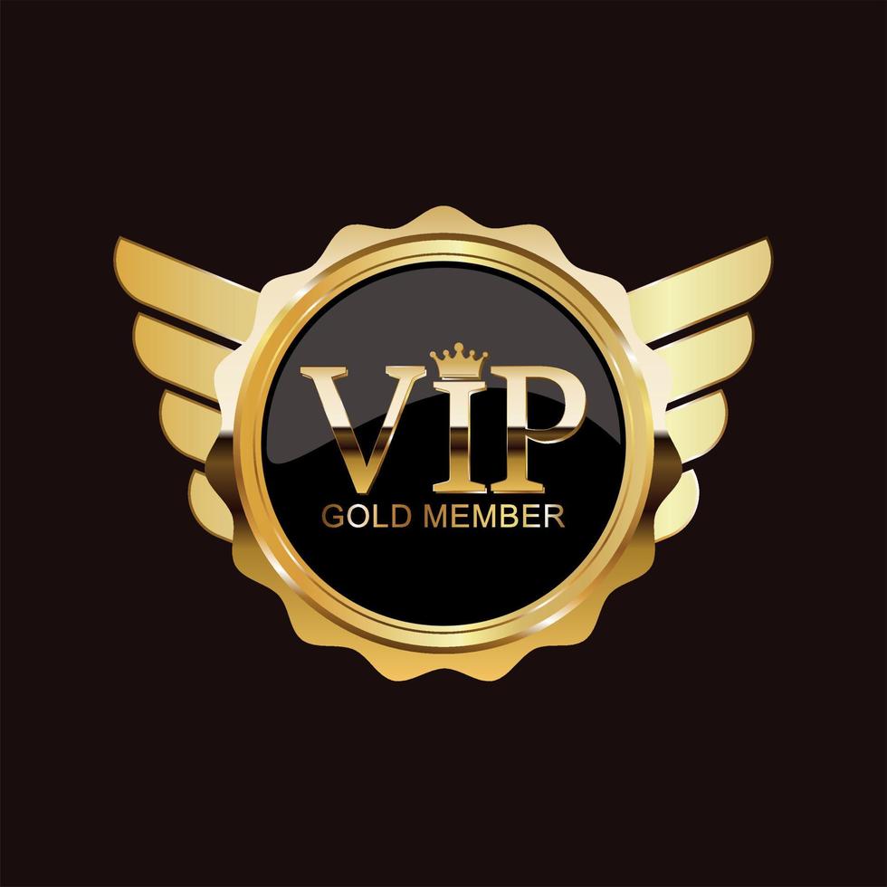 Golden badge VIP premium member design isolated on black background vector