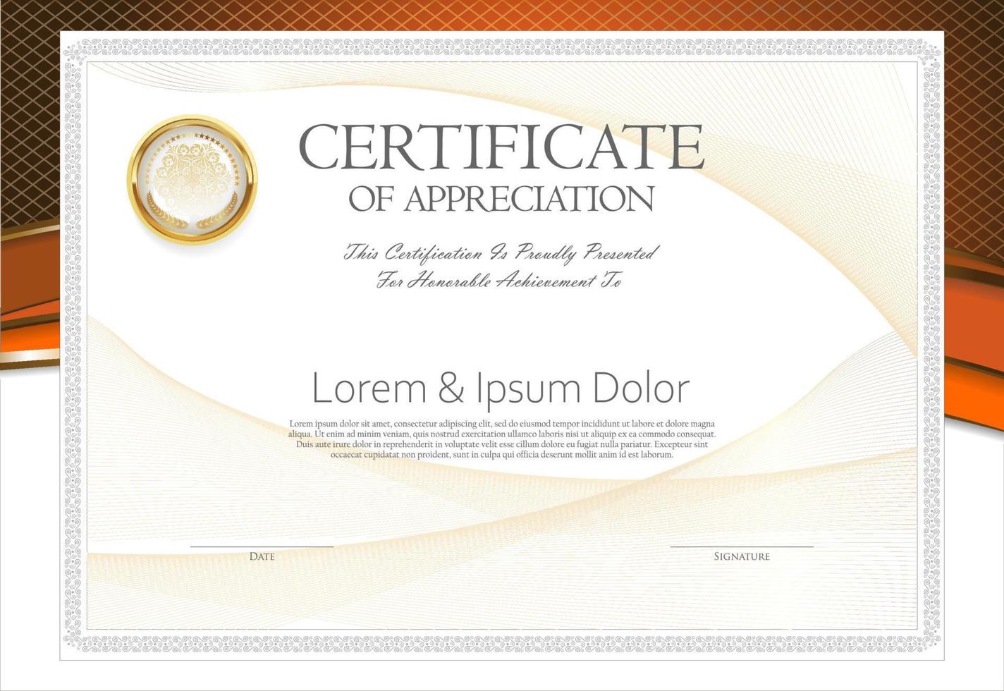 Certificate or Diploma of completion design template white background vector illustration