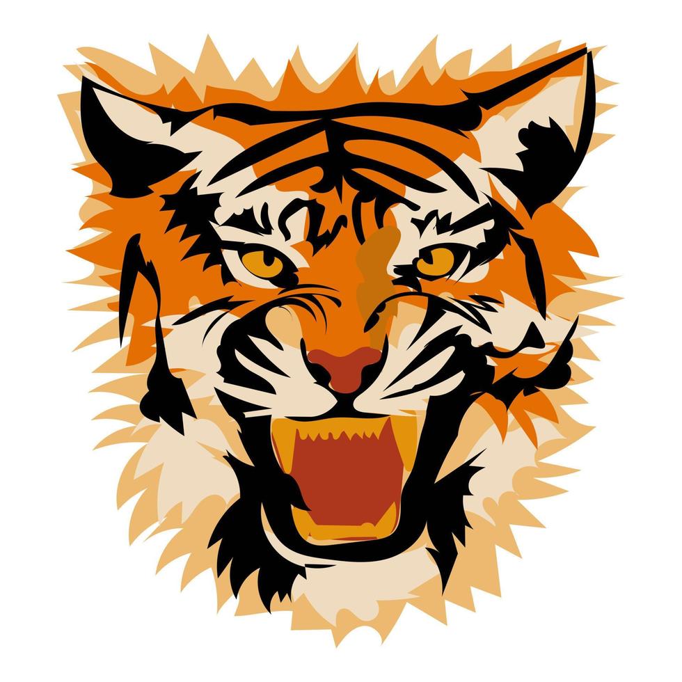 Tiger head profile, vector image isolated on a white background. Abstract illustration, simplified spots in layers. Suitable for printing on banner and flyer