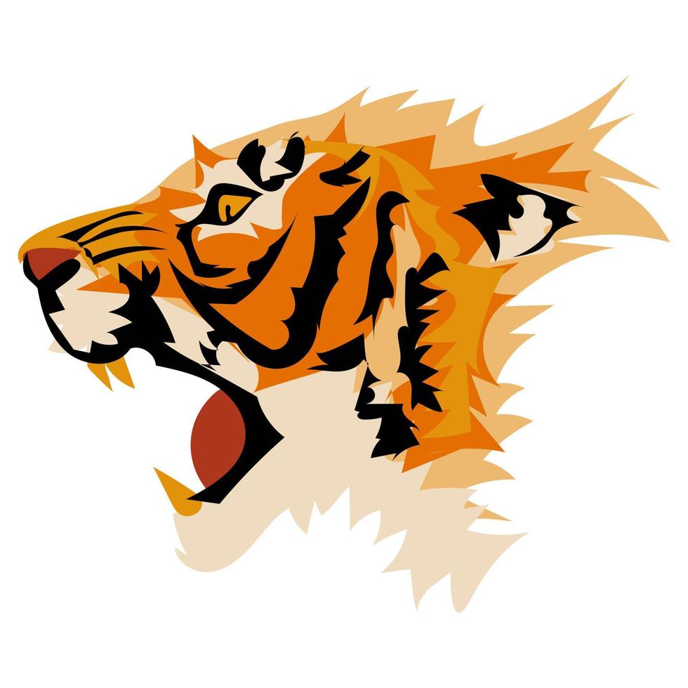 Tiger head profile, vector image isolated on a white background. Abstract illustration, simplified spots in layers. Suitable for printing on banner and flyer