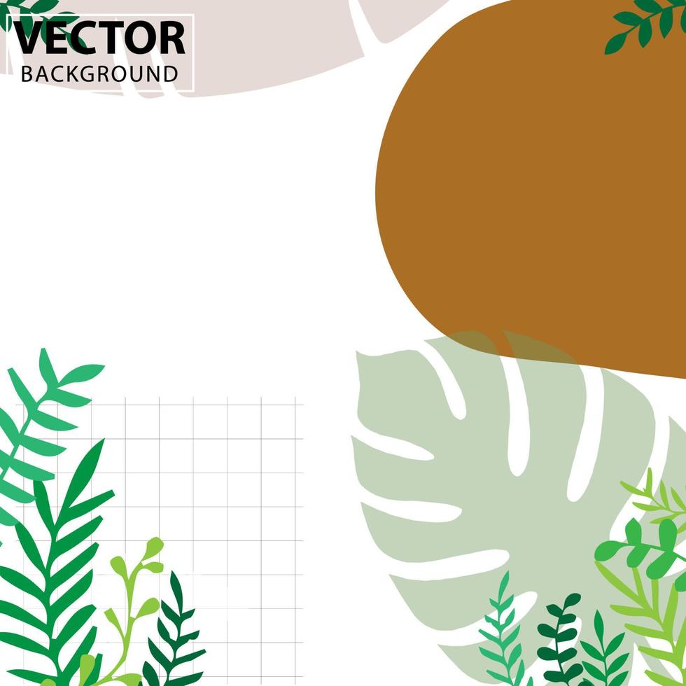 Spring green square backgrounds. Minimalistic style with floral elements and texture. Editable vector template for card, banner, invitation, social media post, poster, mobile apps, web ads