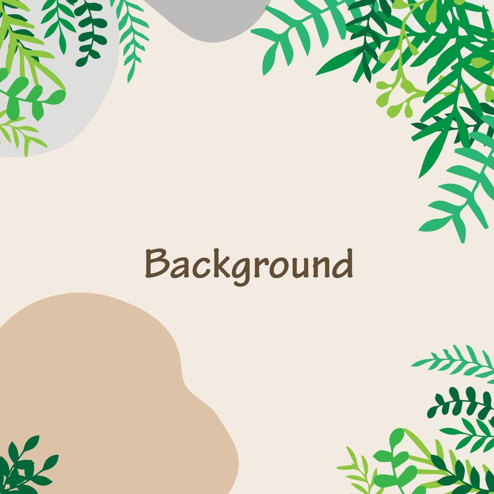 Spring green square backgrounds. Minimalistic style with floral elements and texture. Editable vector template for card, banner, invitation, social media post, poster, mobile apps, web ads