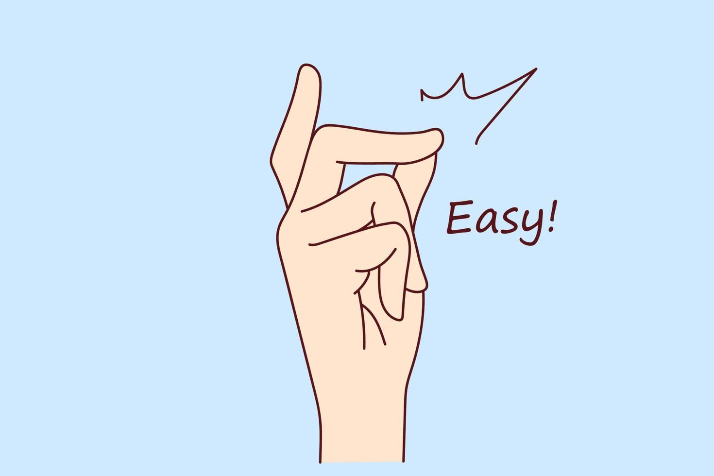 Closeup of person hand make gesture to show easy work to do. Man or woman fingers demonstrate easiness and facility. Vector illustration.