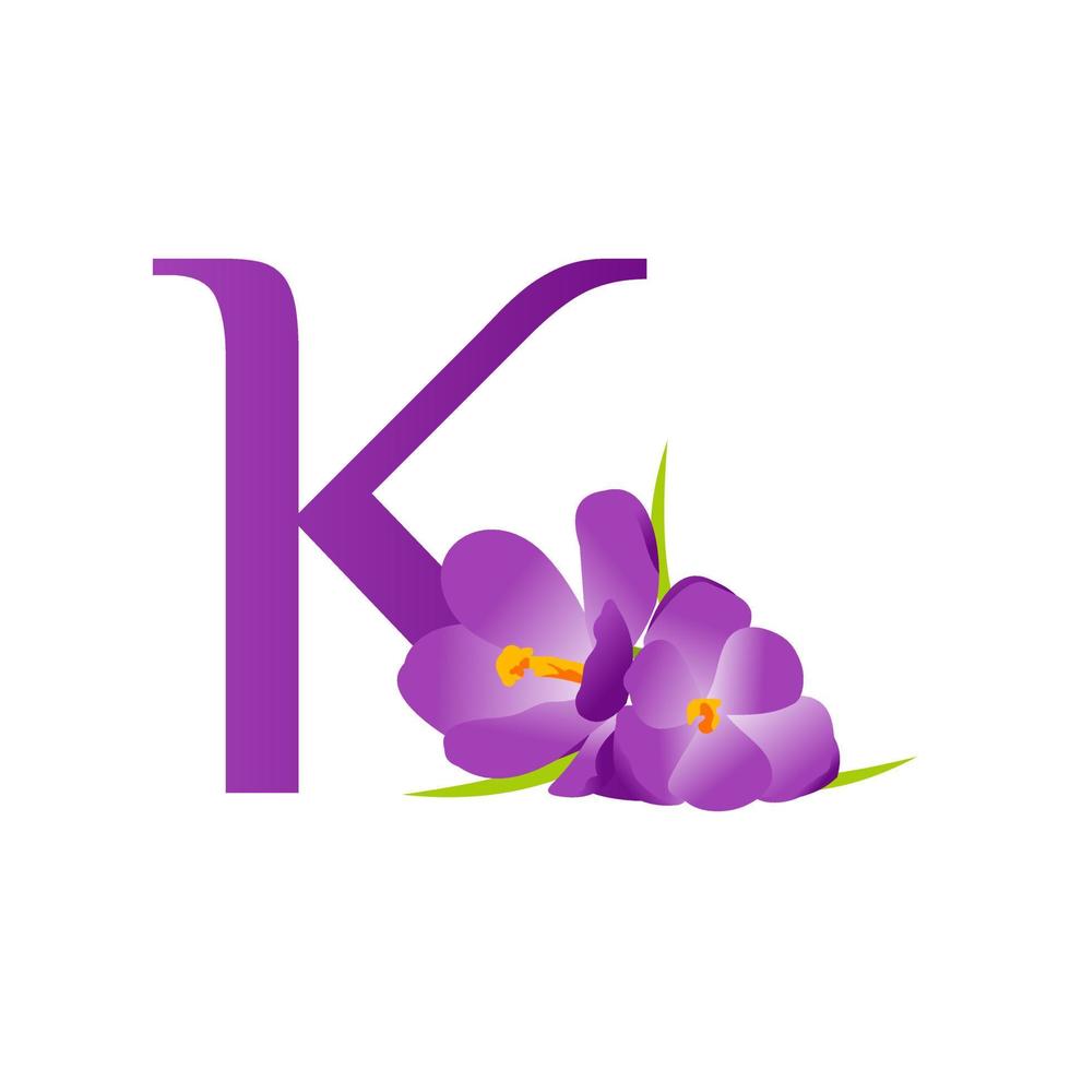 inicial k flor logo vector