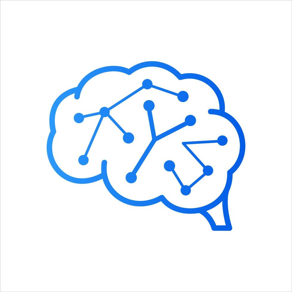 inicial y circuito cerebro logo vector