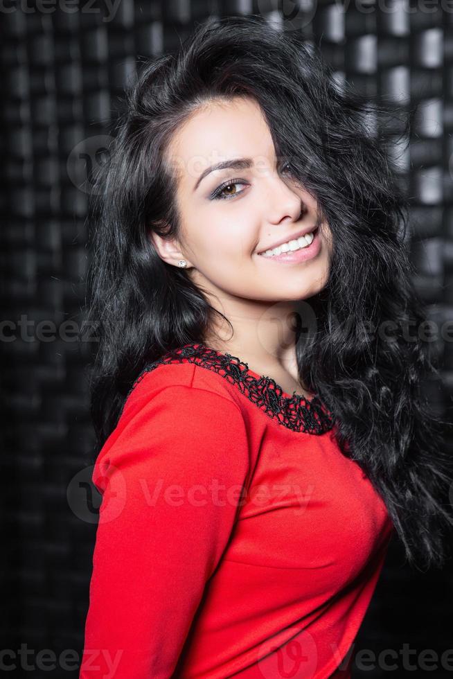 Elelgant woman in red dress photo