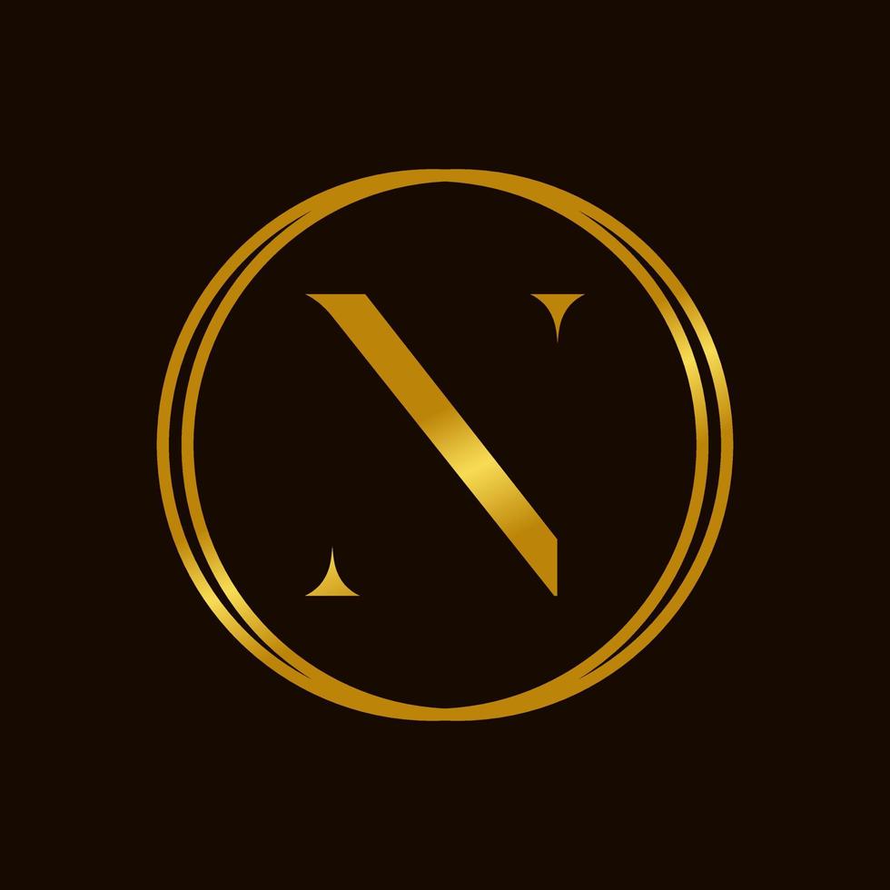 Elegant Initial N Golden Circle Logo vector