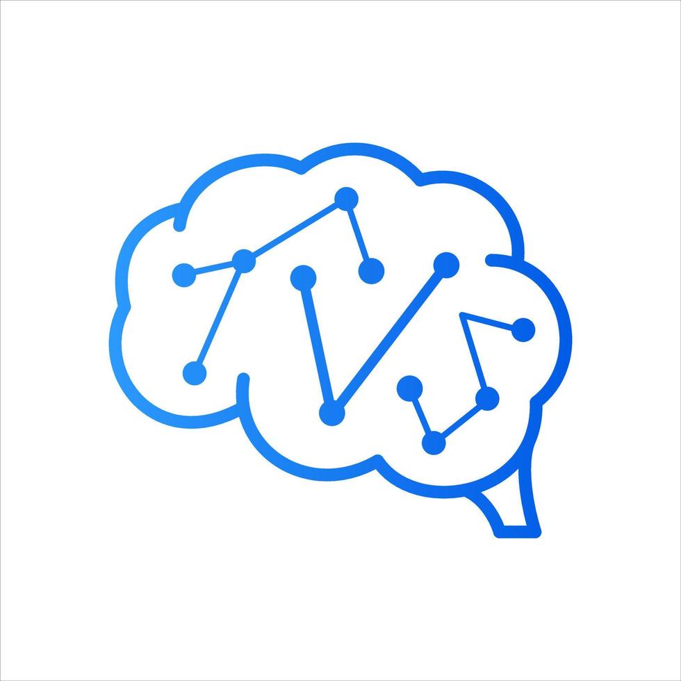 inicial v circuito cerebro logo vector
